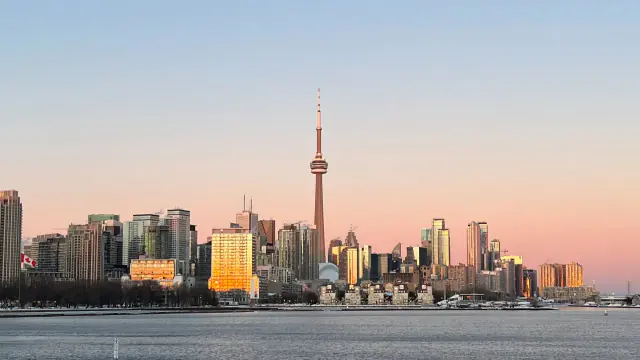 Toronto skyline in warm winter light, digital landscape